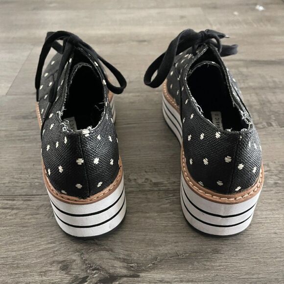 Zara black coated canvas platform polka-dot derby sneakers Size 36 - Picture 8 of 14